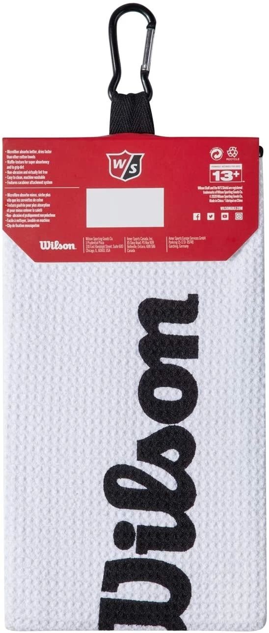 Wilson Staff Tri-Fold Waffle Golf Towel - White - 16" X 21" 2 Wilson Staff Tri-Fold Waffle Golf Towel - White - 16" X 21" - Image 2