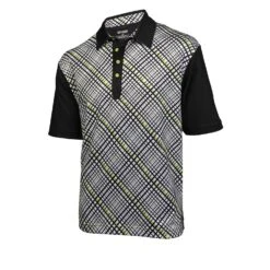 Ogio Grid Golf Polo Shirts -Wilson Shop Grid White Black Electric
