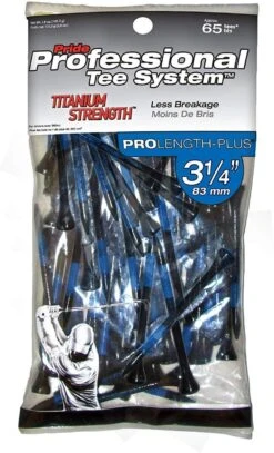 Pride Professional Tee System ProLength Golf Tees -Wilson Shop PTS ProLength Black Blue 3.25 Titanium Strength 65ct