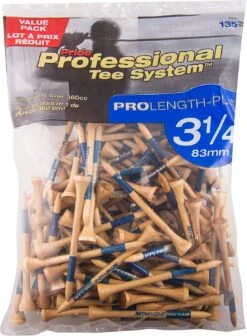 Pride Professional Tee System ProLength Golf Tees -Wilson Shop PTS ProLength Natural Wood Blue 3.25 135ct