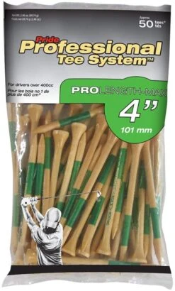 Pride Professional Tee System ProLength Golf Tees -Wilson Shop PTS ProLength Natural Wood Green 4 50ct