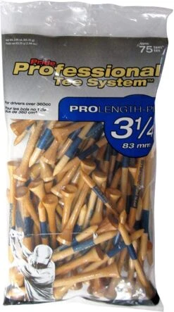 Pride Professional Tee System ProLength Golf Tees -Wilson Shop PTS ProLength Natural Wood Yellow 3.25 75ct