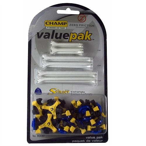Champ Tri-Lok Spikes With Zero Friction Tees Value Pack 1 Champ Tri-Lok Spikes With Zero Friction Tees Value Pack