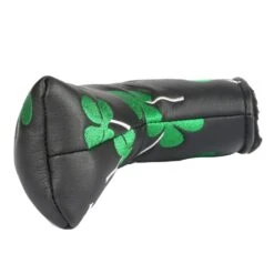 Volf Golf Black Synthetic Leather Shamrock Putter Cover -Wilson Shop VolfGolfHeadcovers BlackShamrockBladePutter4
