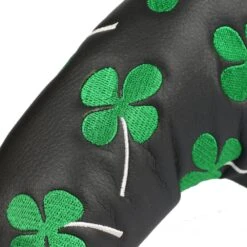 Volf Golf Black Synthetic Leather Shamrock Putter Cover -Wilson Shop VolfGolfHeadcovers BlackShamrockBladePutter5