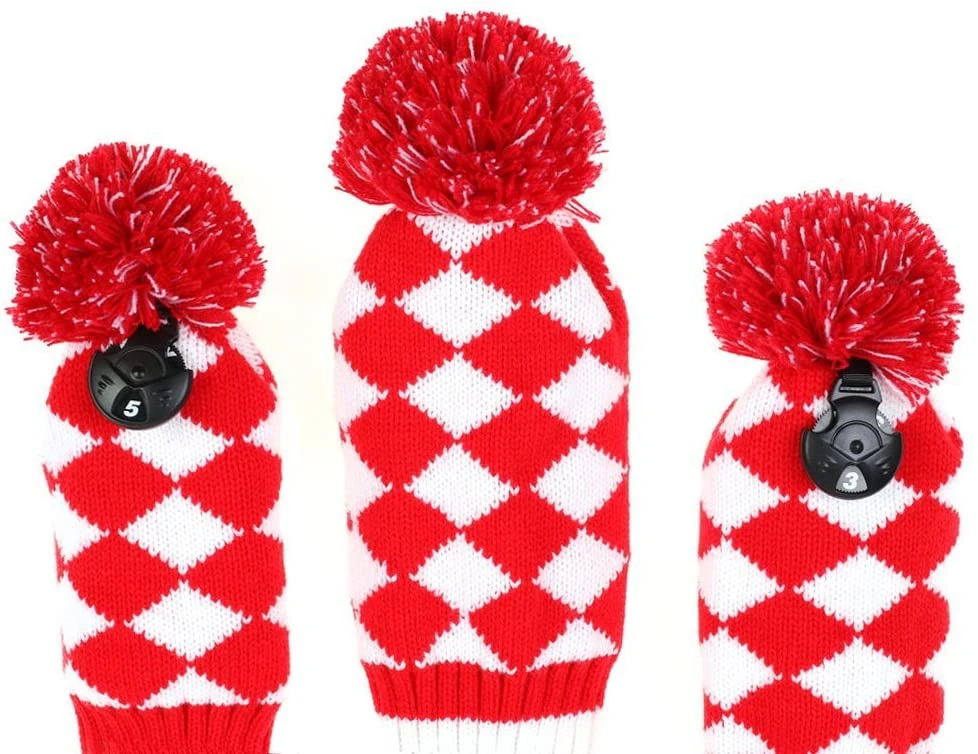 Volf Golf Knit Red White Diamond Headcover Set 2 Volf Golf Knit Red White Diamond Headcover Set - Image 2