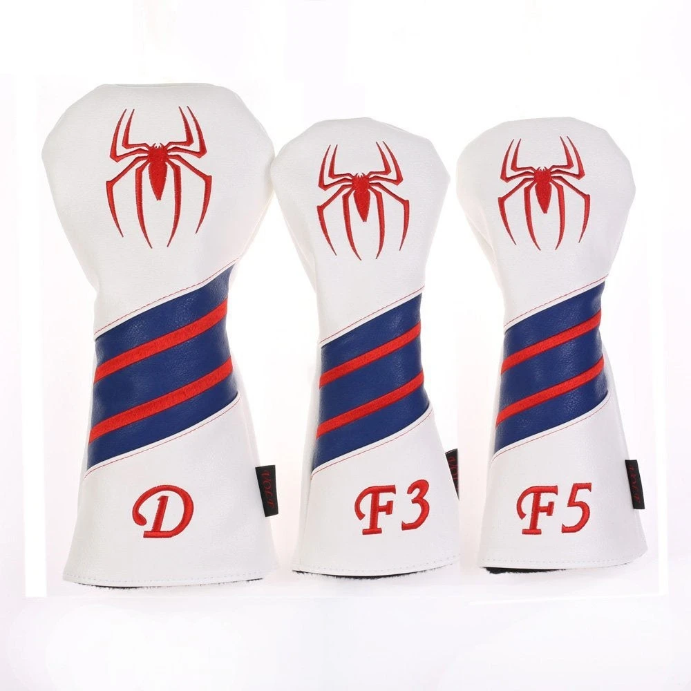 Volf Golf Red White Blue Leather Spider Headcovers 1 Volf Golf Red White Blue Leather Spider Headcovers