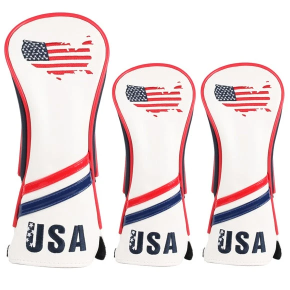 Volf Golf Red White Blue Leather USA Headcovers 1 Volf Golf Red White Blue Leather USA Headcovers
