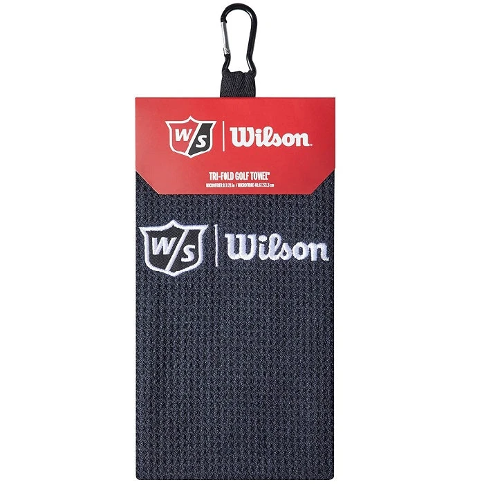Wilson Staff Microfiber Trifold Golf Towel 16" X 21" Black 1 Wilson Staff Microfiber Trifold Golf Towel 16" X 21" Black